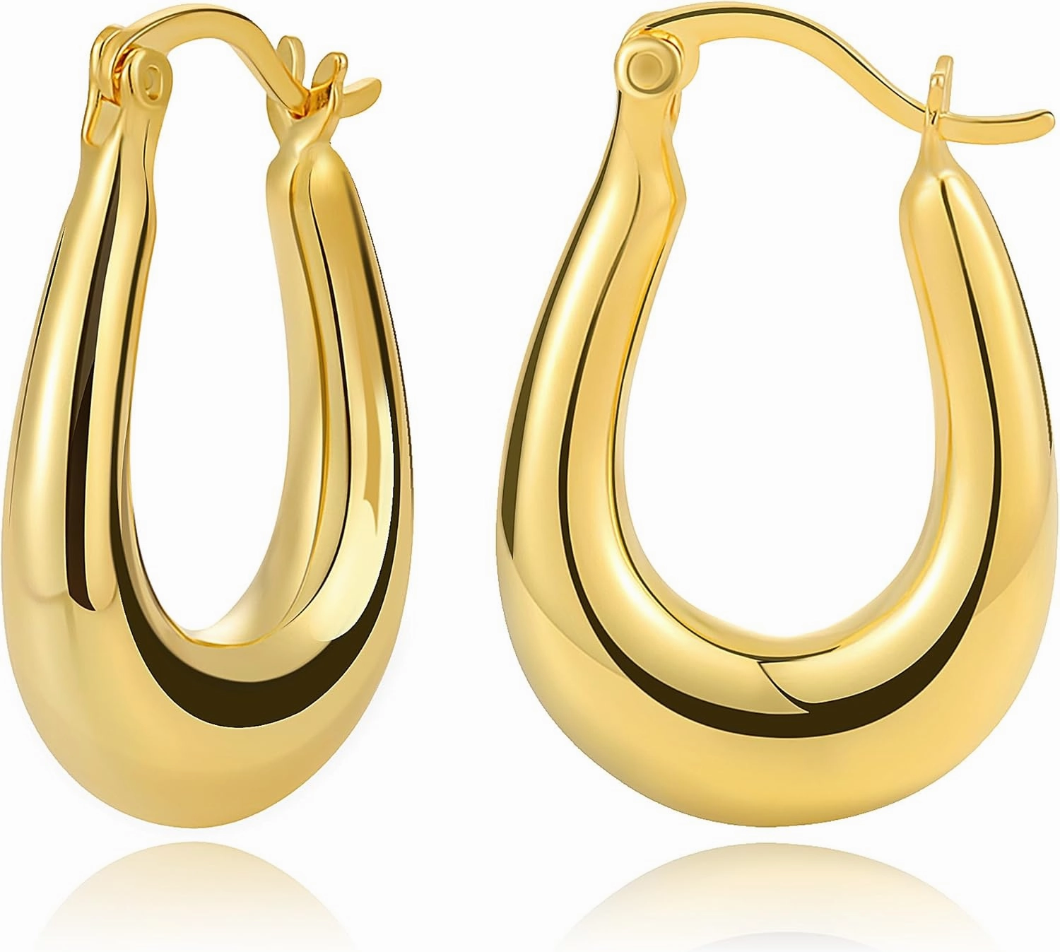 Gold Hoop Earrings for Women Trendy, 18K Gold Vermeil/14K Gold Plated Over 925 Sterling Silver Hypoallergenic Post Earrings Non Tarnish, Lightweight Dainty Statement Jewelry for Girls Mom