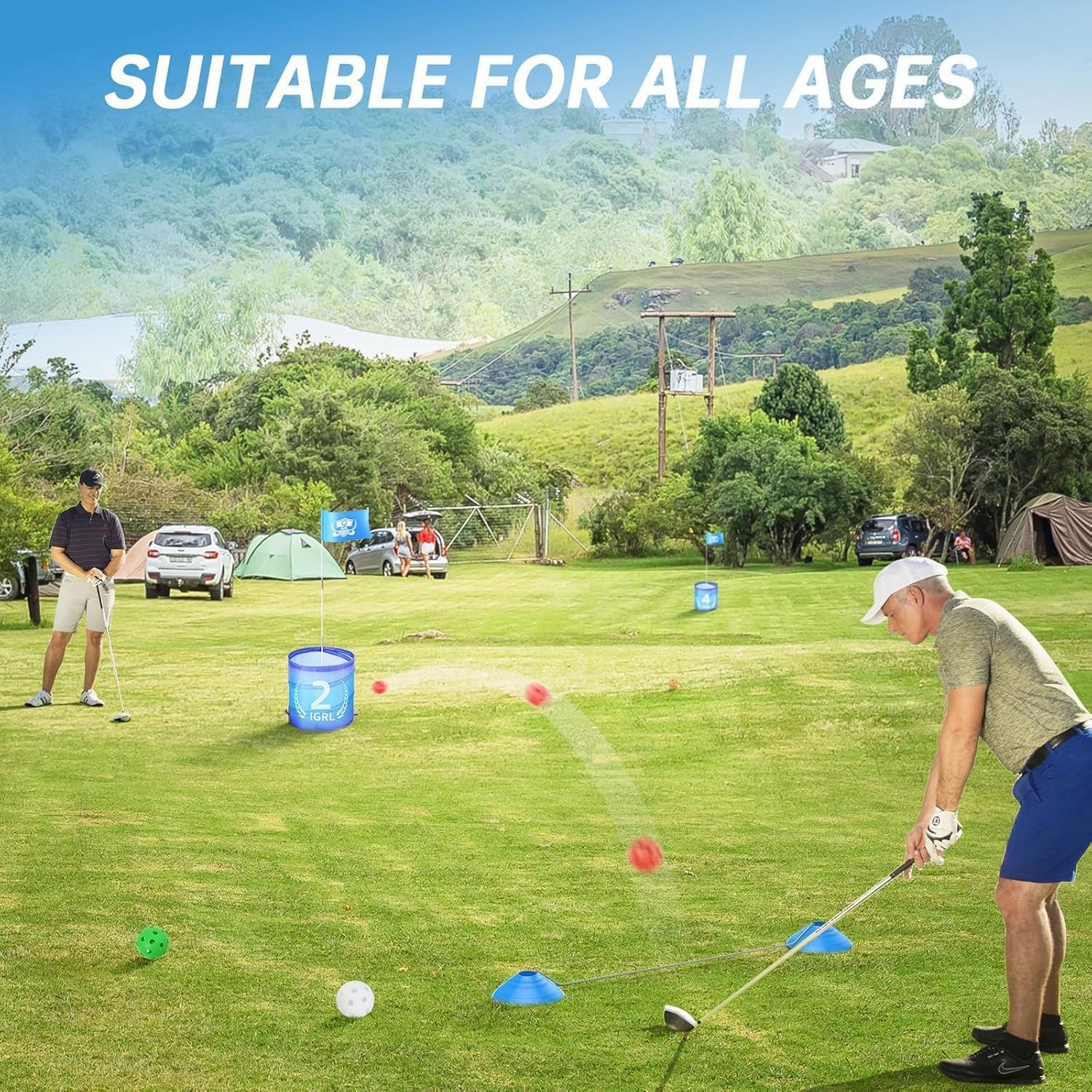 Golf Yard Game - 9 Holes Backyard Golf Games for Adults, Golf Chipping Game Set with Balls, Carry Bag, Flag & Obstacles, Outdoor Indoor Golf Gifts for Men Lawn, Beach, Camping, Park, Hotel