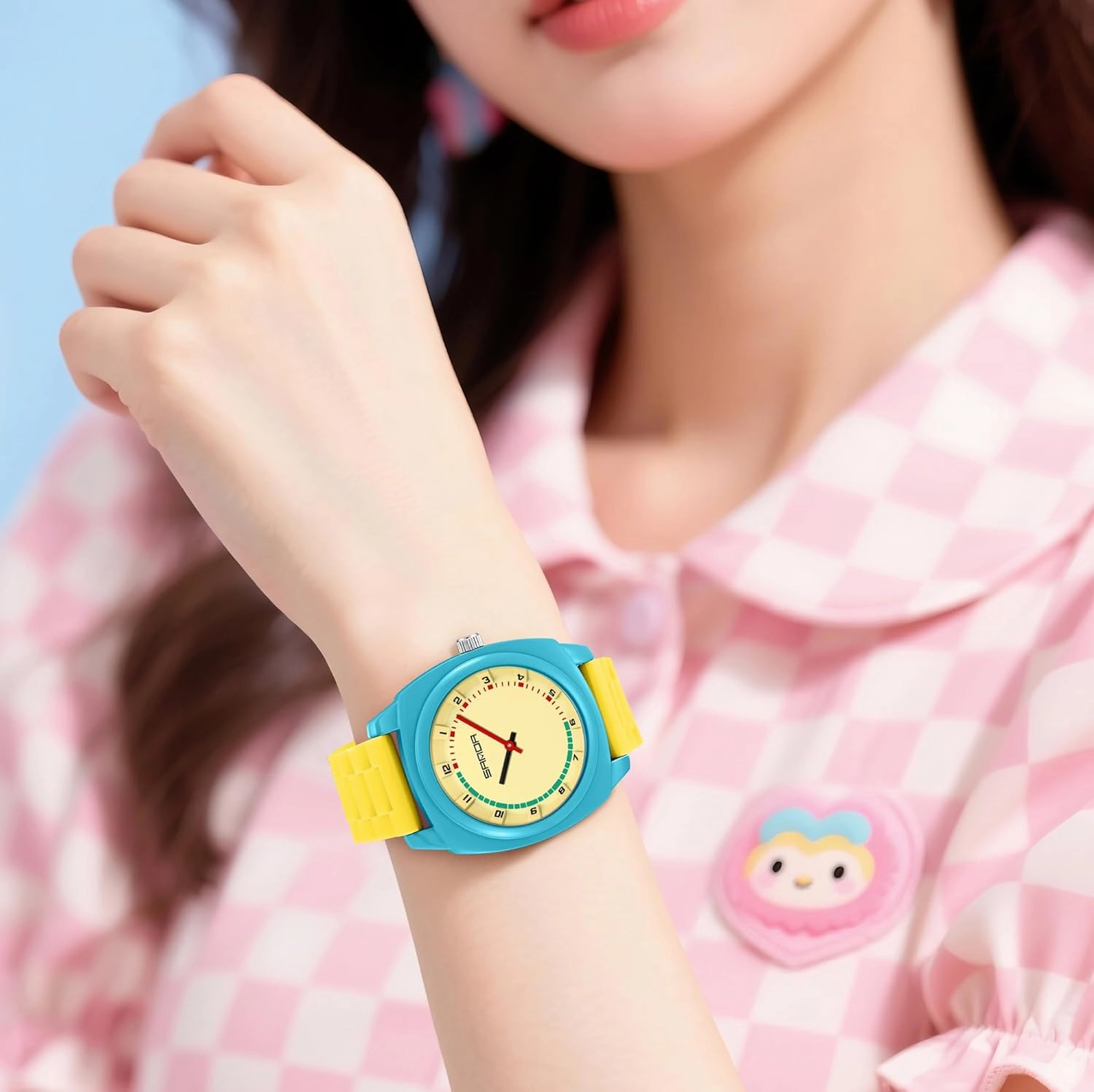Gosasa Colorful Unisex Quartz Waterproof Casual Analog Wristwatch with Soft Silicone Strap Fashion Square Dial Sport Watches for Women Men