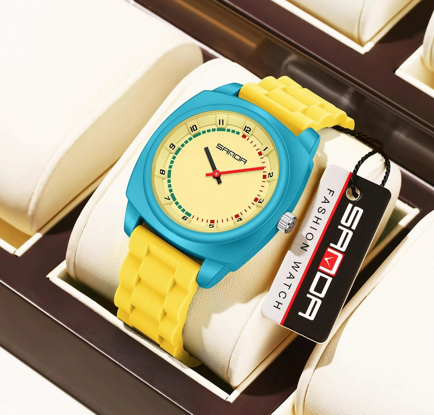 Gosasa Colorful Unisex Quartz Waterproof Casual Analog Wristwatch with Soft Silicone Strap Fashion Square Dial Sport Watches for Women Men