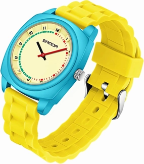 Gosasa Colorful Unisex Quartz Waterproof Casual Analog Wristwatch with Soft Silicone Strap Fashion Square Dial Sport Watches for Women Men