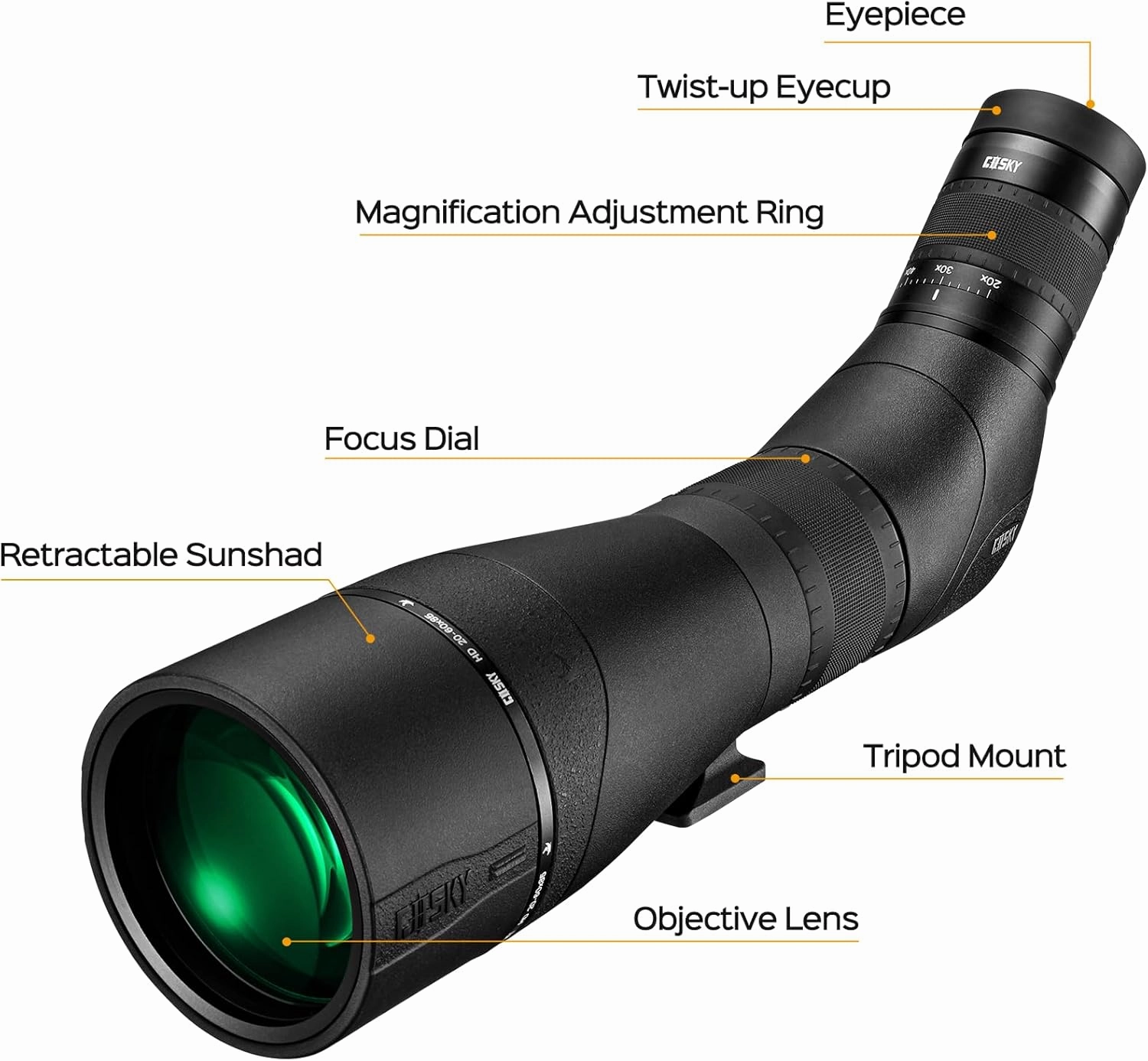 Gosky EagleView Spotting Scope 20-60x 85 HD Spotter Scope with Smartphone Adapter for Target Shooting Bird Watching Wildlife Scenery Astronomy