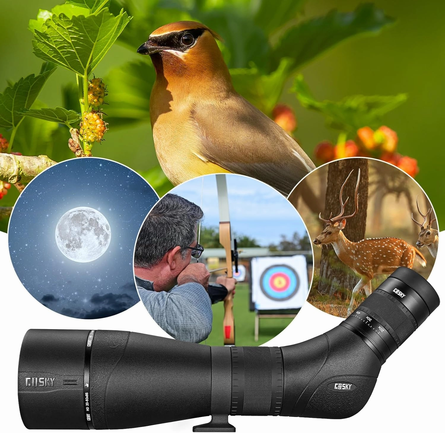 Gosky EagleView Spotting Scope 20-60x 85 HD Spotter Scope with Smartphone Adapter for Target Shooting Bird Watching Wildlife Scenery Astronomy