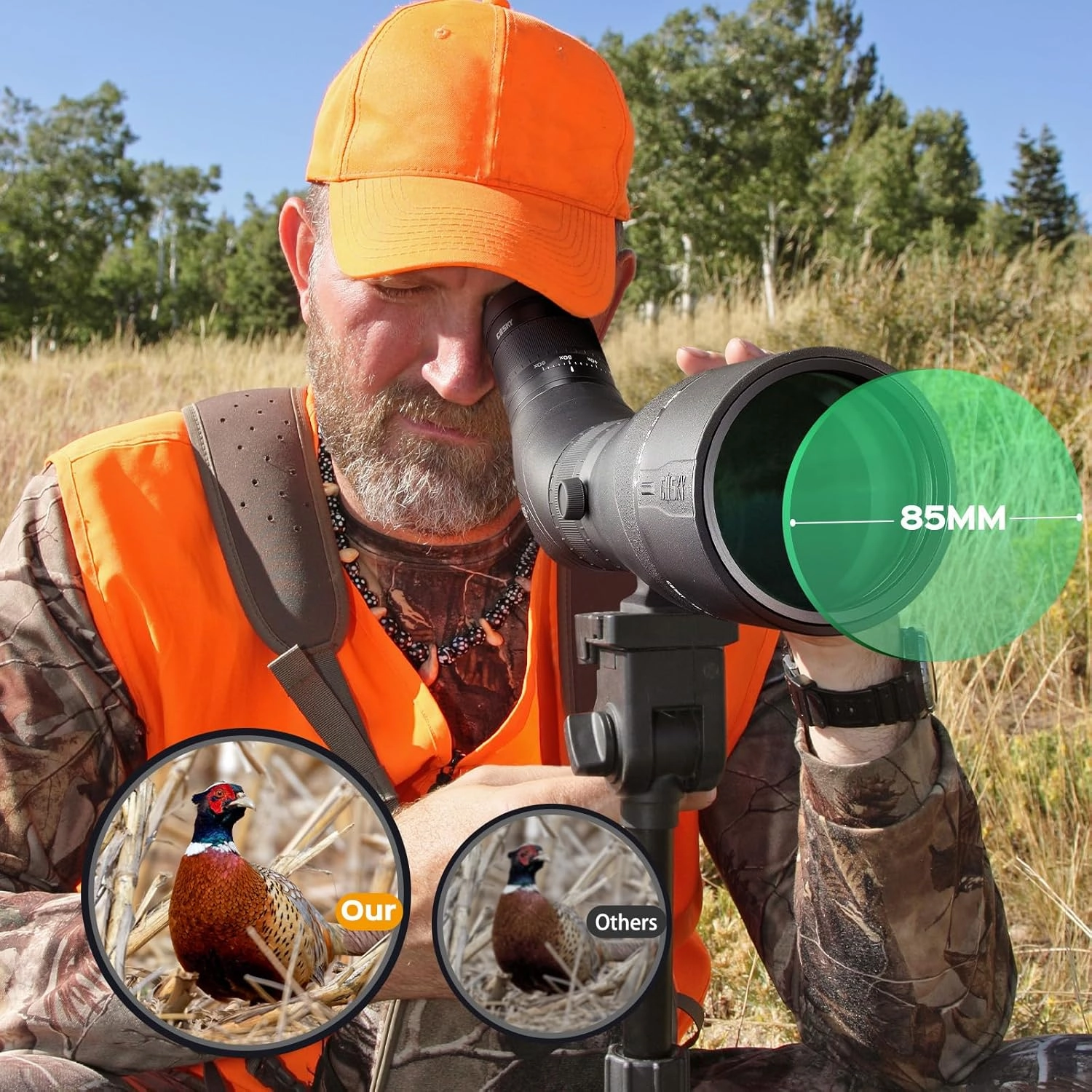 Gosky EagleView Spotting Scope 20-60x 85 HD Spotter Scope with Smartphone Adapter for Target Shooting Bird Watching Wildlife Scenery Astronomy
