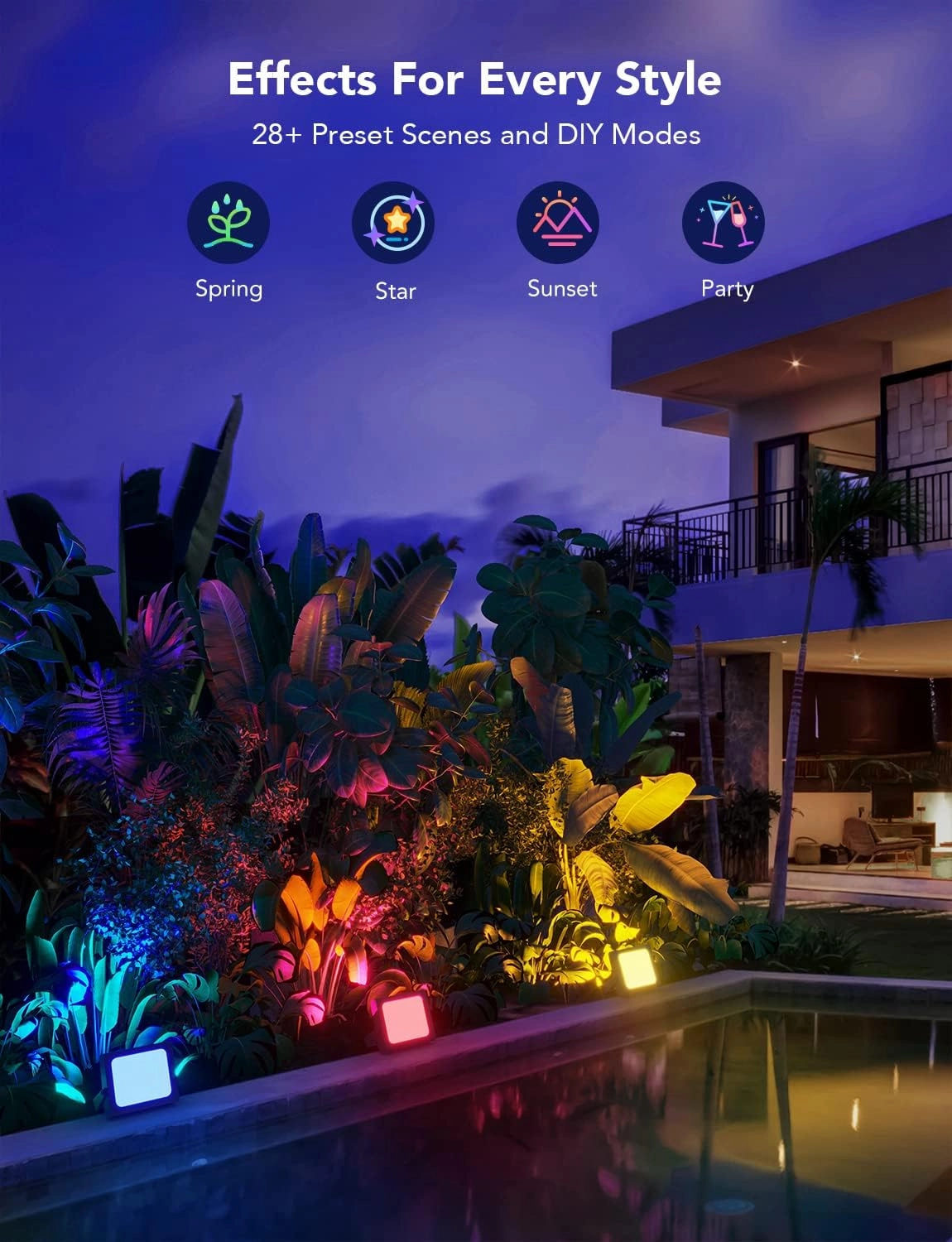 Govee Outdoor Lights, Flood Lights Uplight 2 in 1, LED Landscape Lighting, Patio lights Low Voltage Landscape Lights, IP65 Pathway Lights with App Control, Garden Yards, Halloween Lights, Wired 4 Pack