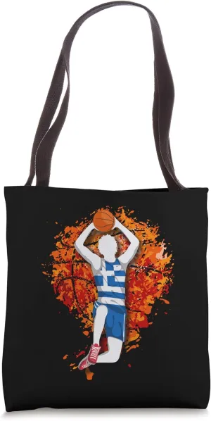 Greece Basketball Greek National Flag Mid Air Slam Dunk Tote Bag