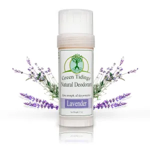 Green Tidings Natural Lavender Deodorant | Vegan, Organic Underarm Care for Men and Women, Fragrance Free, Aluminum Free, Baking Soda-Based Formula (2.7 Ounce, Pack of 1)