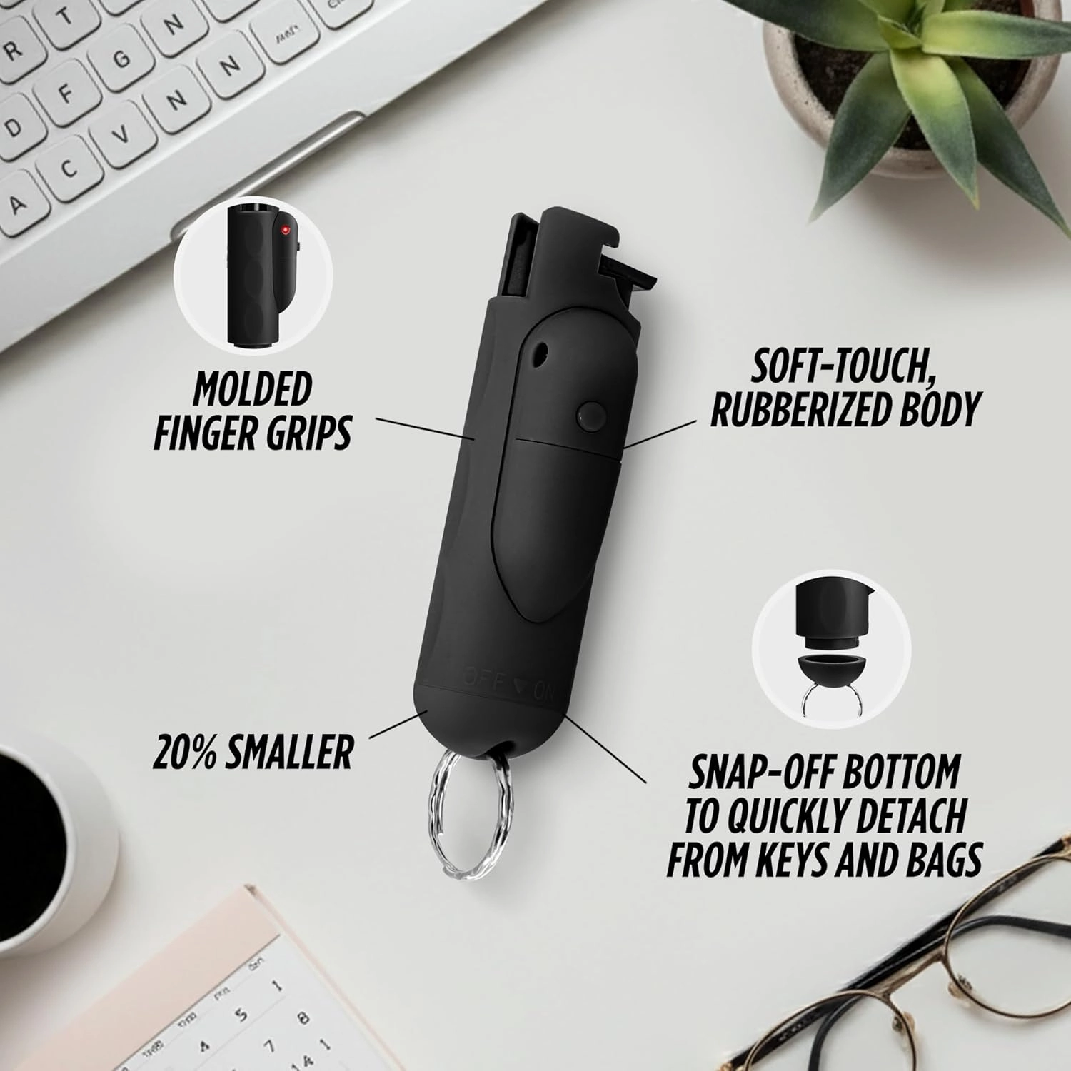 Guard Dog Security AccuFire 2 - Laser Sight Pepper Spray Self Defense - 20% Smaller - Instant Release - 16 Feet Safety Range - Maximum Strength - Finger Grips - Soft Touch Body