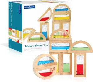 Guidecraft Rainbow Blocks - Shimmering Water: Creative Colorful Learning and Educational, Construction Building Toys Set for Kids - Stacking Blocks