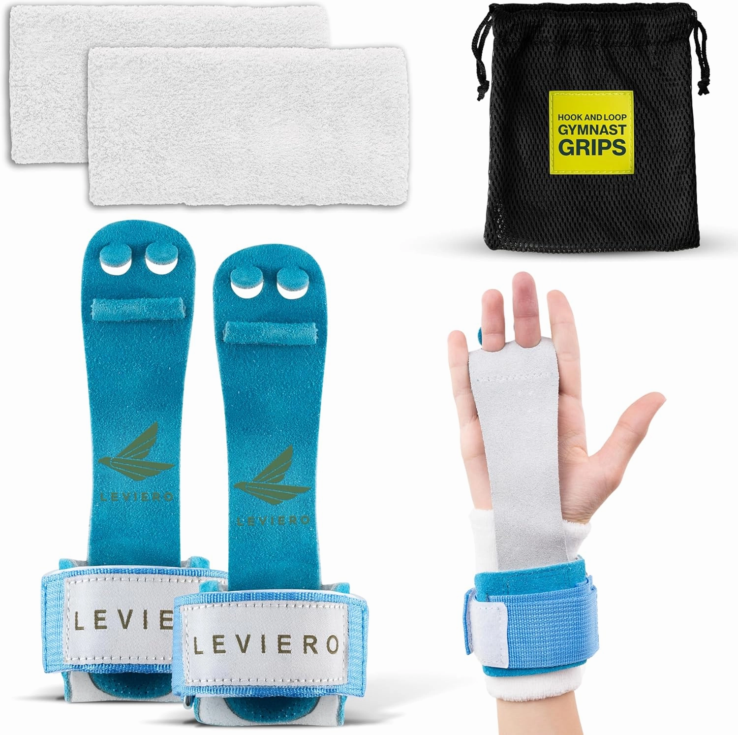 Gymnastics Grips Set Narrow Nippers, Grips for Gymnastics Girls, Dowel Grips with Soft Leather, Hook and Loop Wrist Straps, and Adjustable Finger Holes, for All Ages