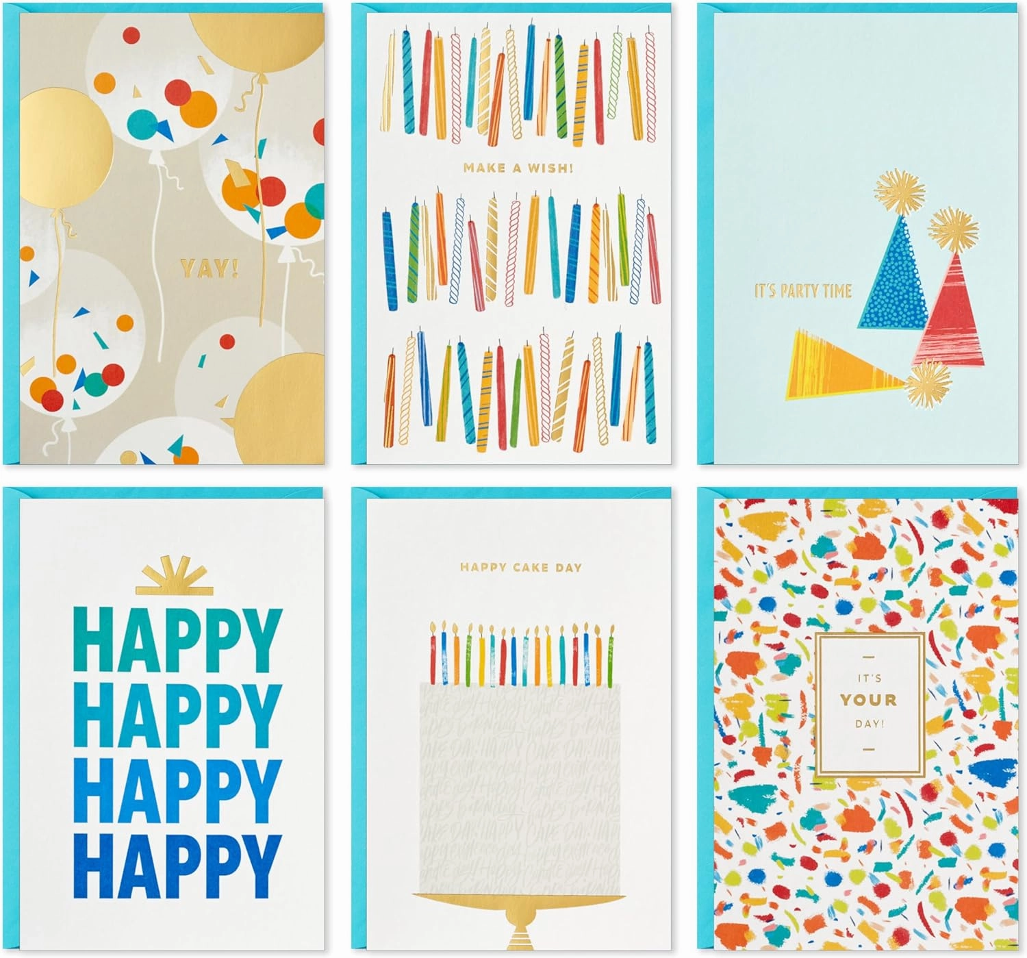 Hallmark Birthday Cards Assortment, 36 Cards with Envelopes (Party Time)