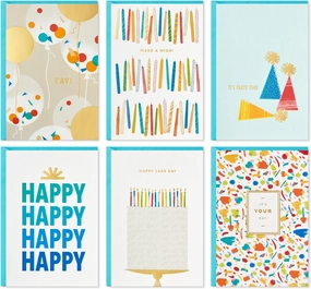 Hallmark Birthday Cards Assortment, 36 Cards with Envelopes (Party Time)