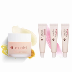 Hanalei Sugar Lip Scrub and Lip Treatment (Mauve Pink Tint) Bundle, Made with Raw Cane Sugar and Real Hawaiian Kukui Nut Oil (Cruelty free, Paraben free)
