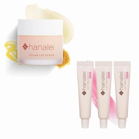 Hanalei Sugar Lip Scrub and Lip Treatment (Rose Tint) Bundle, Made with Raw Cane Sugar and Real Hawaiian Kukui Nut Oil (Cruelty free, Paraben free)