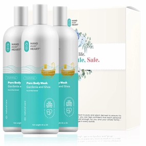 Hand over Heart Gardenia and Shea Body Wash - Shower and Bath Liquid Soap - Chemical Free, Contains Plant Derived Nourishing Ingredients, Cleans and Moisturizes, for All Skin Types