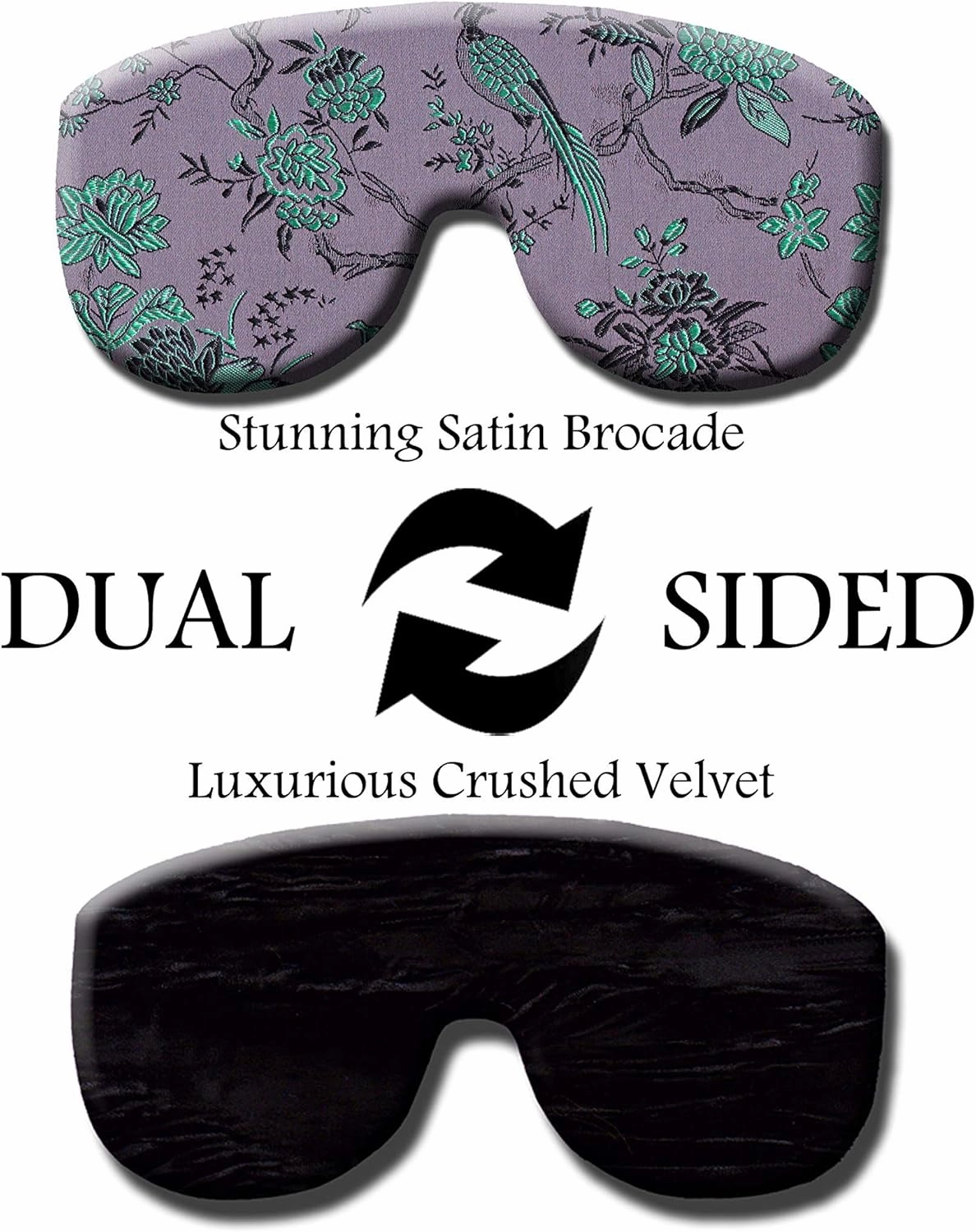 Handmade Opulence Eye Mask Pillow - Weighted Flaxseed Fill, Unscented, Satin & Velvet, Adjustable Strap - Ideal for Meditation & Restful Sleep - Birds in Paradise - TEMF-BP