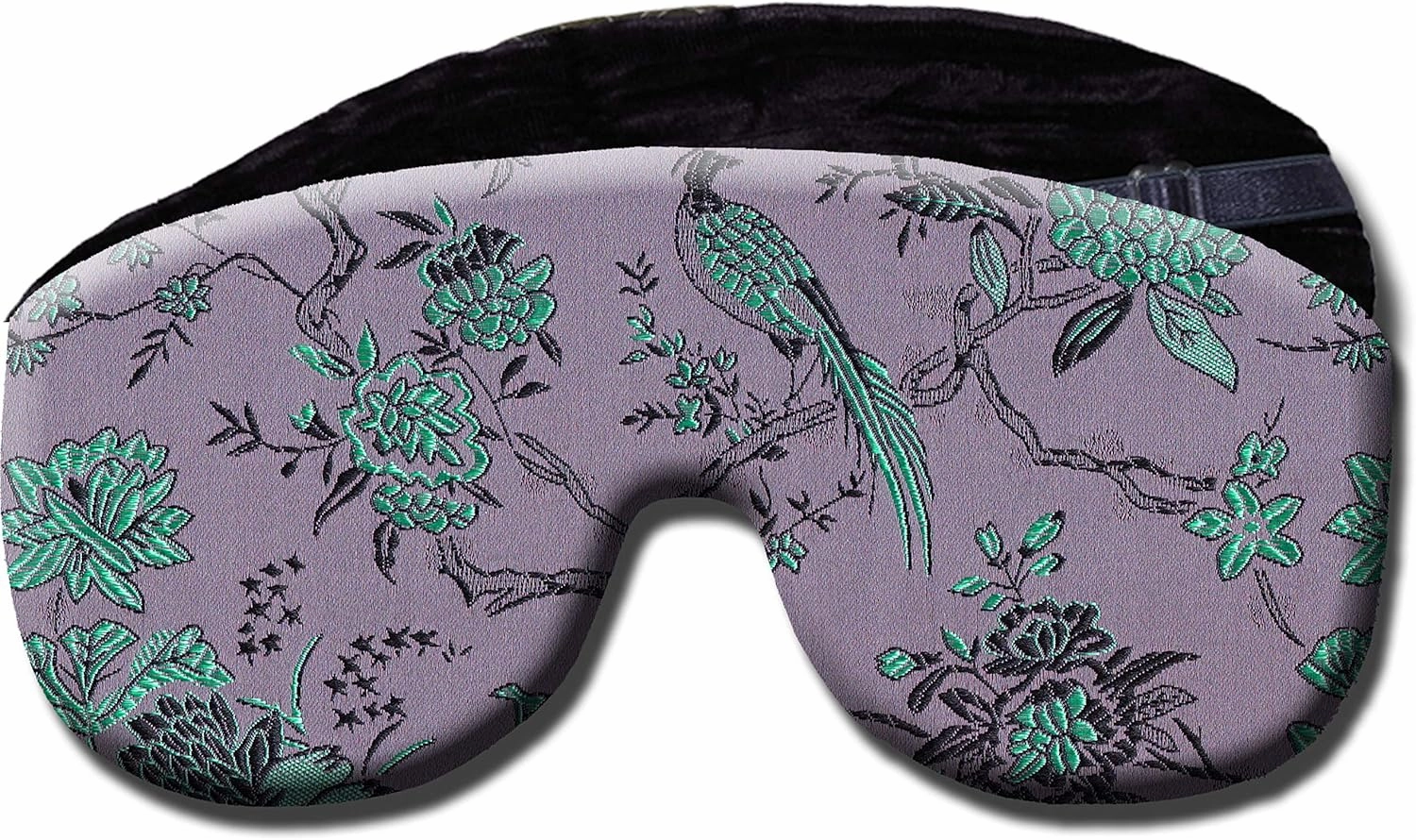 Handmade Opulence Eye Mask Pillow - Weighted Flaxseed Fill, Unscented, Satin & Velvet, Adjustable Strap - Ideal for Meditation & Restful Sleep - Birds in Paradise - TEMF-BP