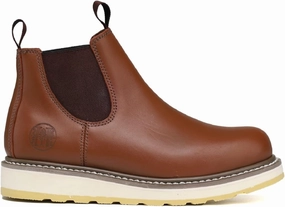 HANDPOINT Men's Chelsea Double Gore Pull-On Soft Toe Work Boots - Brown 84985