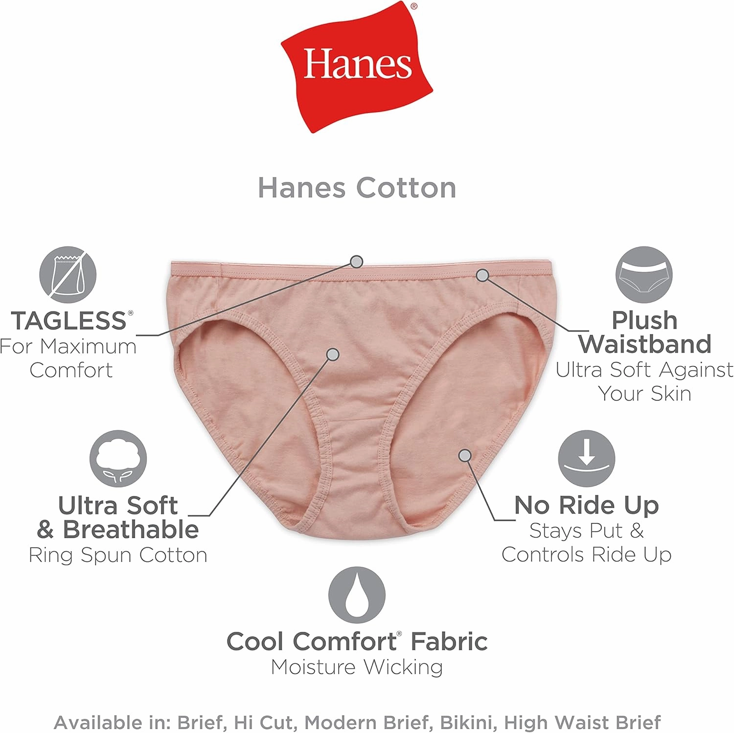 Hanes Women's Brief Underwear Pack, High-Waisted Cotton Brief Panties, 10-Pack (Colors May Vary)