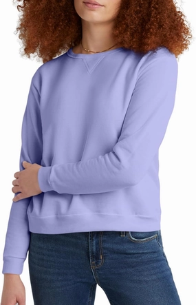 Hanes Women's Ecosmart V-Notch Crewneck Sweatshirt, Fleece Pullover Sweatshirt For Women