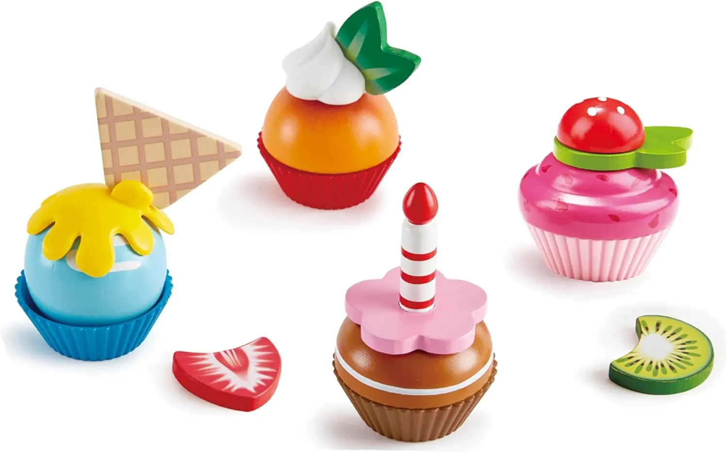 Hape Cupcakes | Colorful Wooden Cupcakes, Children’S Pretend Play Food Kitchen Toy