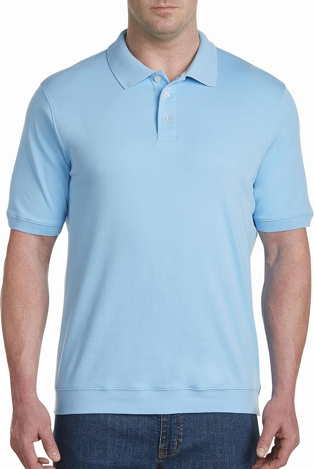 Harbor Bay by DXL Big and Tall Soft Interlock Banded-Bottom Shirt, Alaskan Blue, 6XL-Tall