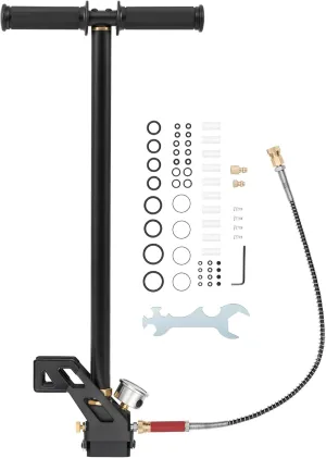 Hiram High Pressure Hand Pump, 3 Stage Airgun PCP Pump, 4500 psi Air Rifle Filling Stirrup Pump, 30Mpa Stainless Steel Hand Air Pump for Hunting PCP Pistols Airguns Rifles Scuba Tanks Paintballs