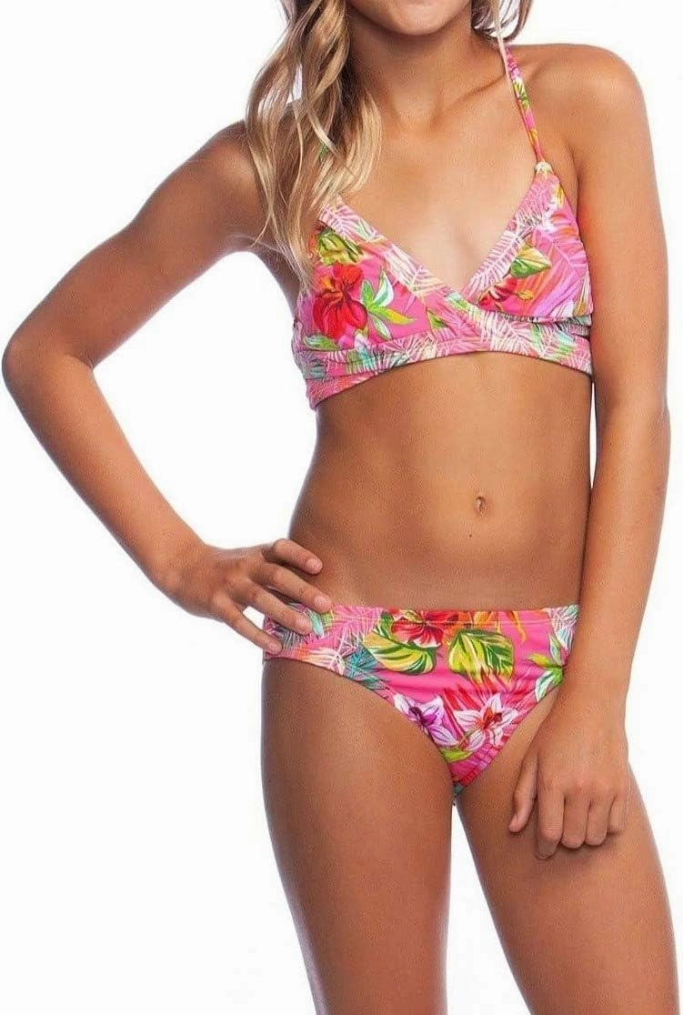 Hobie Girls' Wrap Bikini Top and Hipster Bottom Swimsuit Set