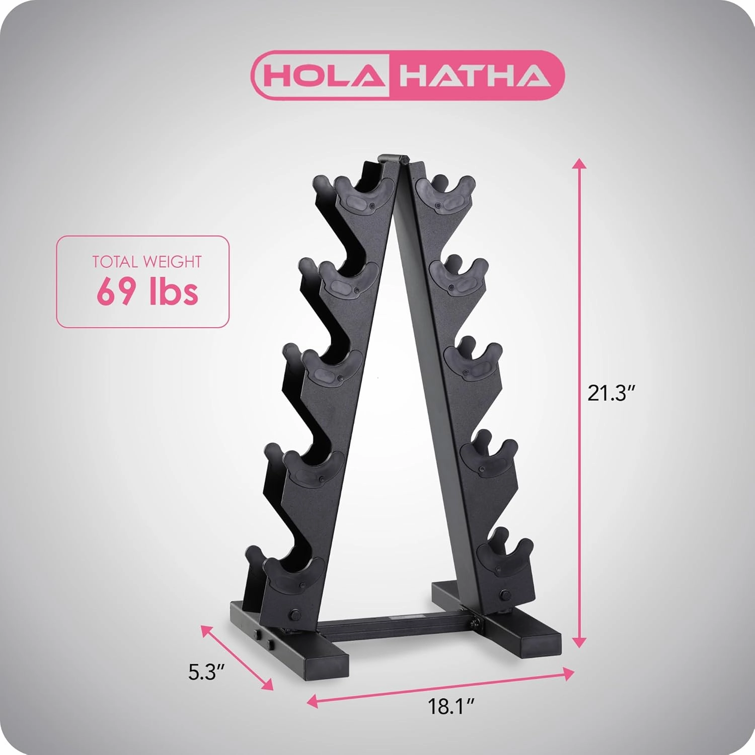 HolaHatha Neoprene Dumbbell Free Hand Weight Set with Rack, Ideal for Home Exercises to Gain Tone and Definition
