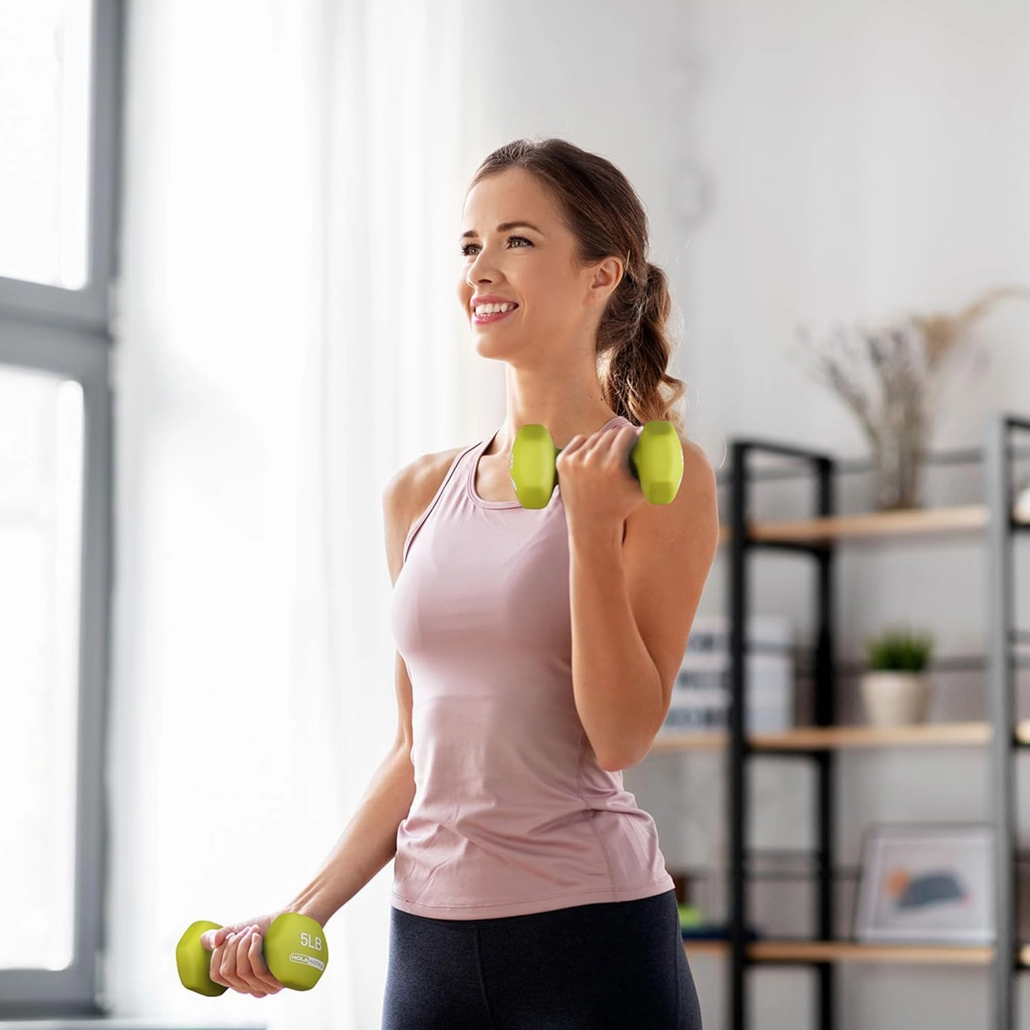 HolaHatha Neoprene Dumbbell Free Hand Weight Set with Rack, Ideal for Home Exercises to Gain Tone and Definition