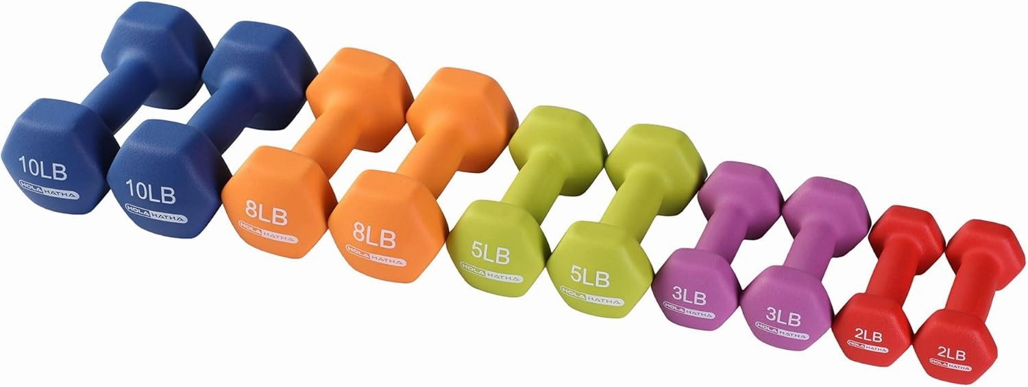 HolaHatha Neoprene Dumbbell Free Hand Weight Set with Rack, Ideal for Home Exercises to Gain Tone and Definition
