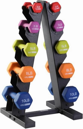HolaHatha Neoprene Dumbbell Free Hand Weight Set with Rack, Ideal for Home Exercises to Gain Tone and Definition