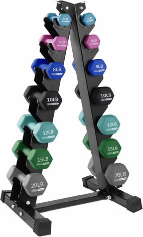 HolaHatha Neoprene Dumbbell Free Hand Weight Set with Rack, Ideal for Home Exercises to Gain Tone and Definition