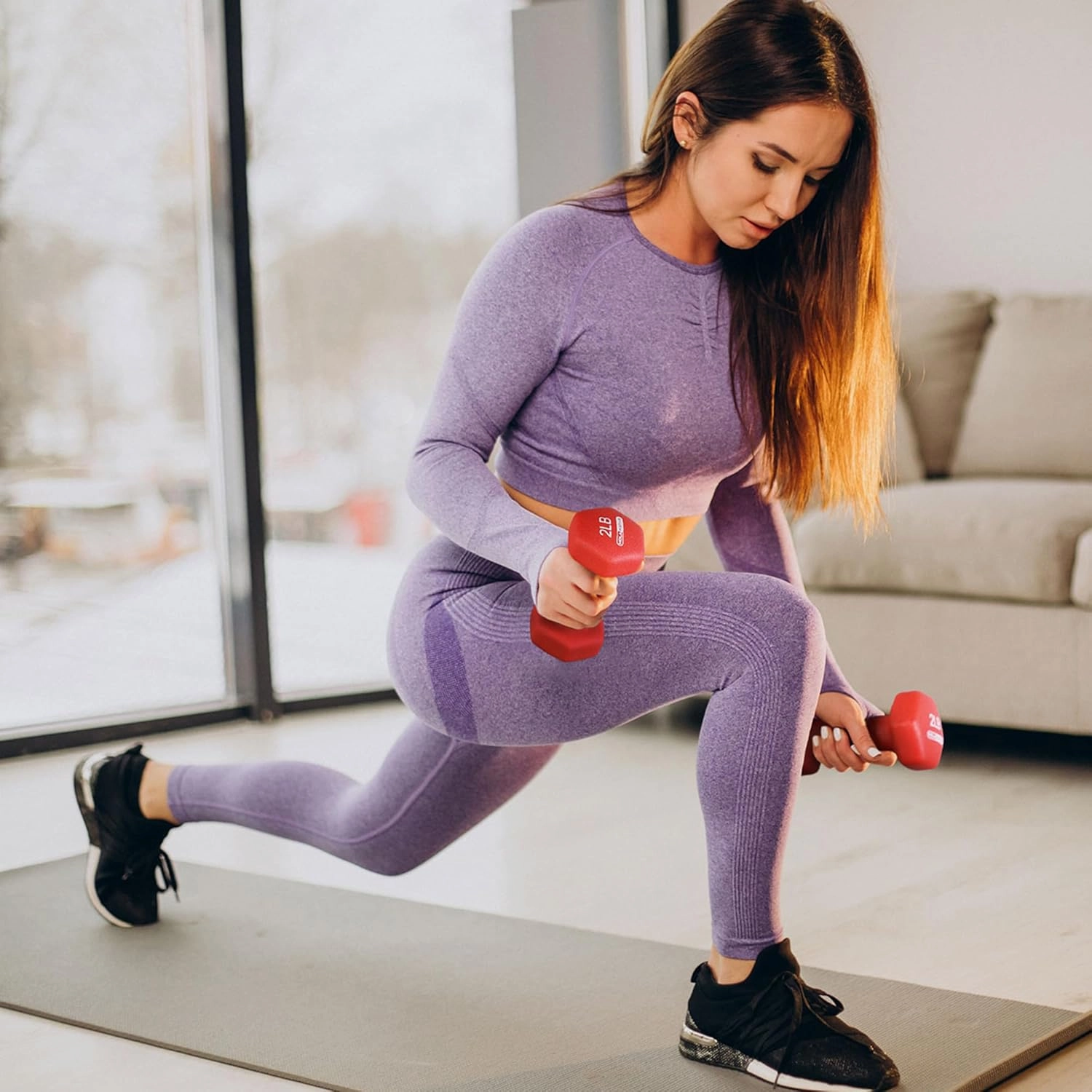 HolaHatha Neoprene Dumbbell Free Hand Weight Set with Rack, Ideal for Home Exercises to Gain Tone and Definition