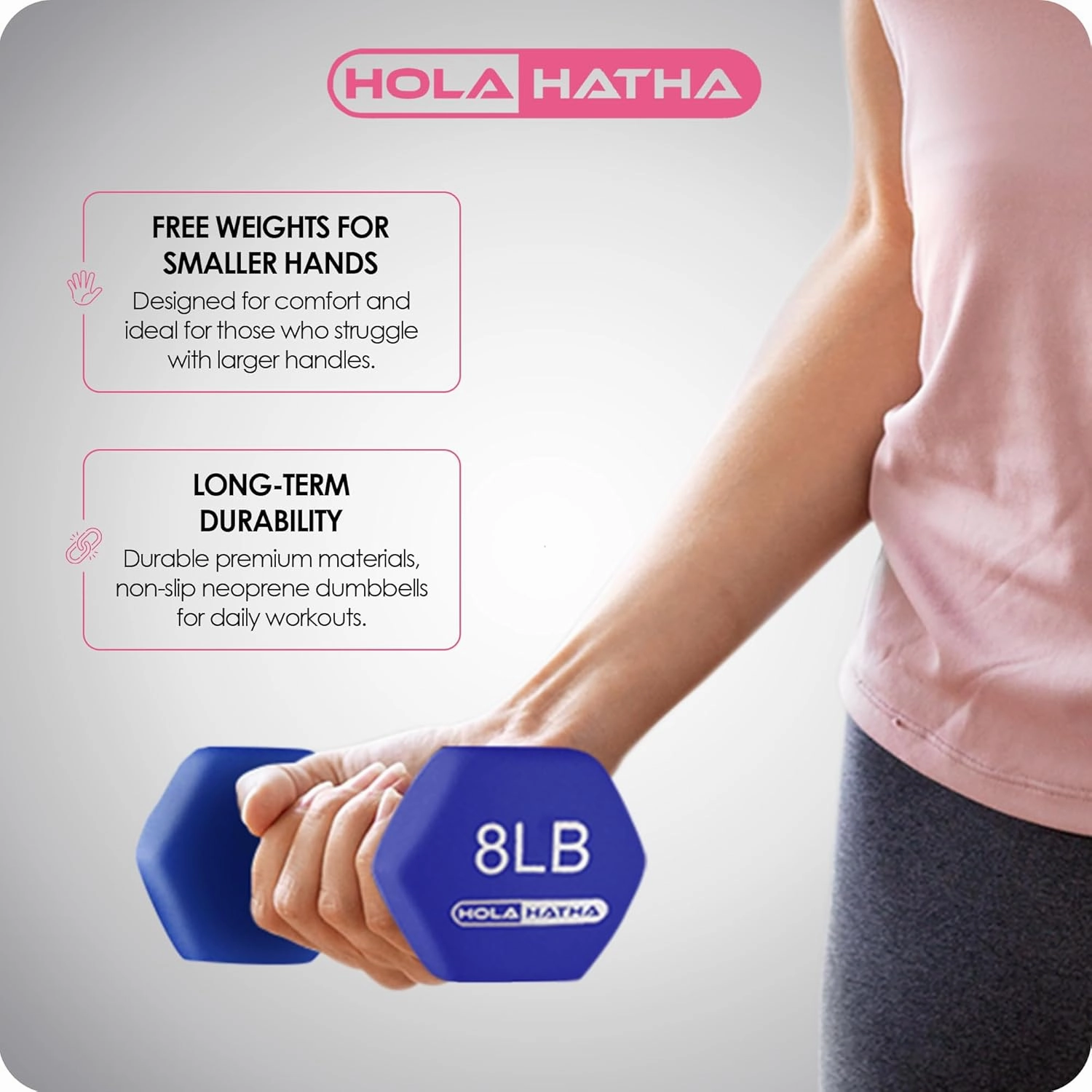 HolaHatha Neoprene Dumbbell Free Hand Weight Set with Rack, Ideal for Home Exercises to Gain Tone and Definition