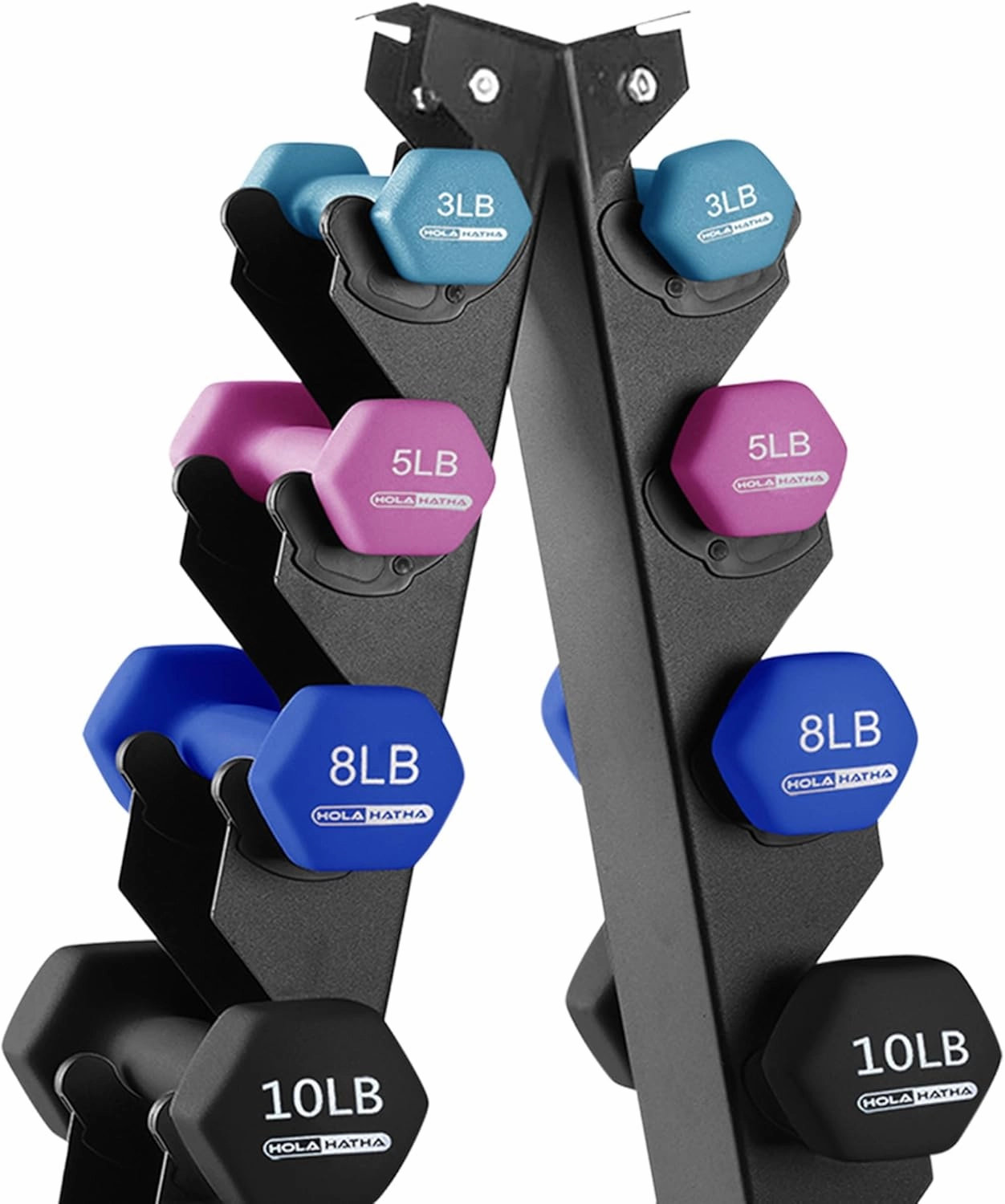 HolaHatha Neoprene Dumbbell Free Hand Weight Set with Rack, Ideal for Home Exercises to Gain Tone and Definition