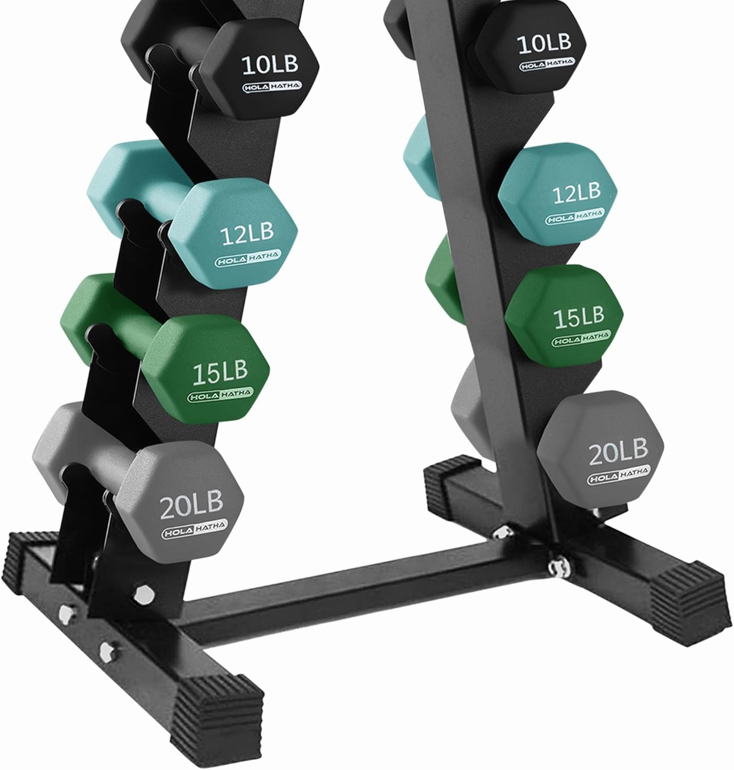 HolaHatha Neoprene Dumbbell Free Hand Weight Set with Rack, Ideal for Home Exercises to Gain Tone and Definition