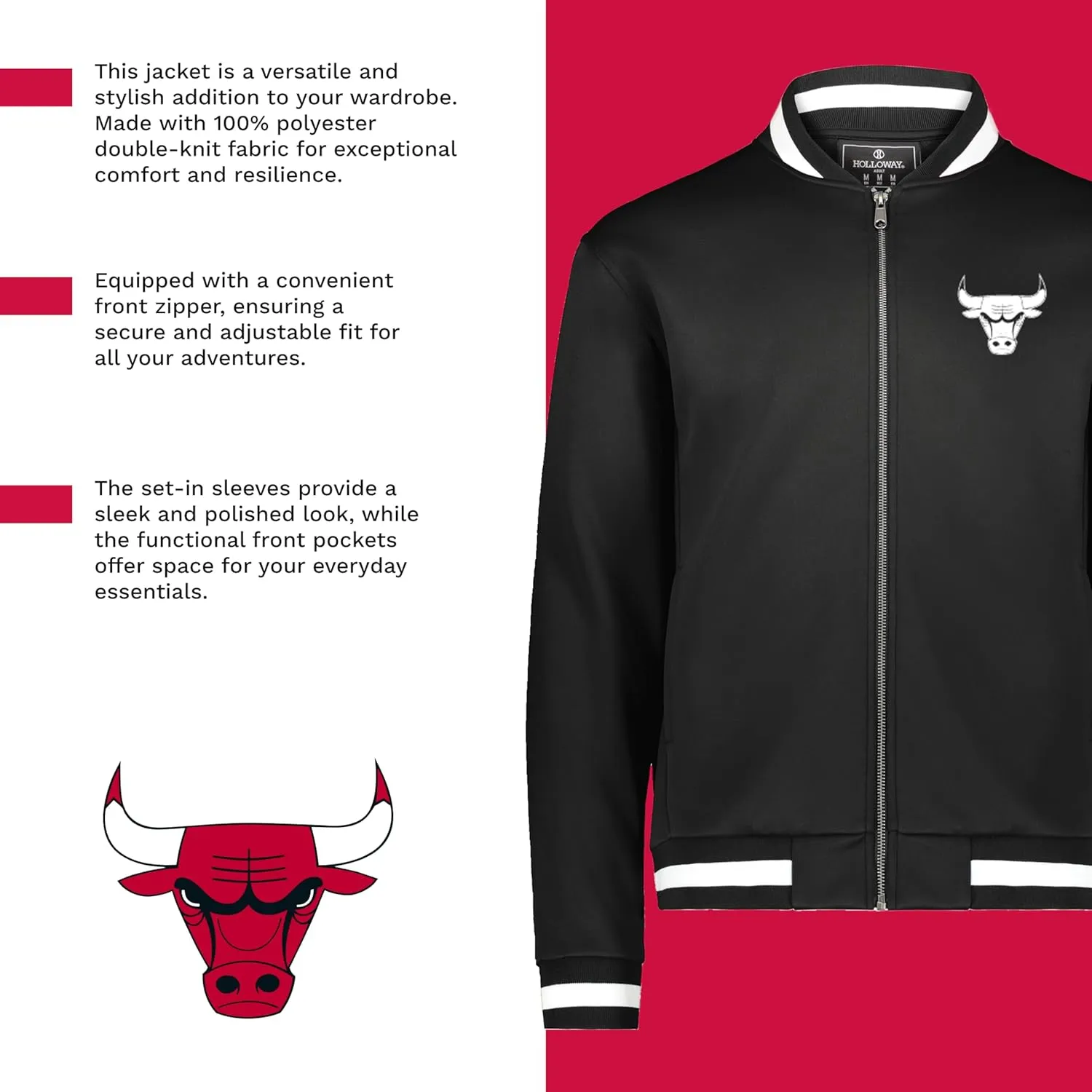 Holloway NBA Full Zip Jacket - Lightweight Basketball Apparel, Sports Jacket, Team Colors, Athletic Outerwear
