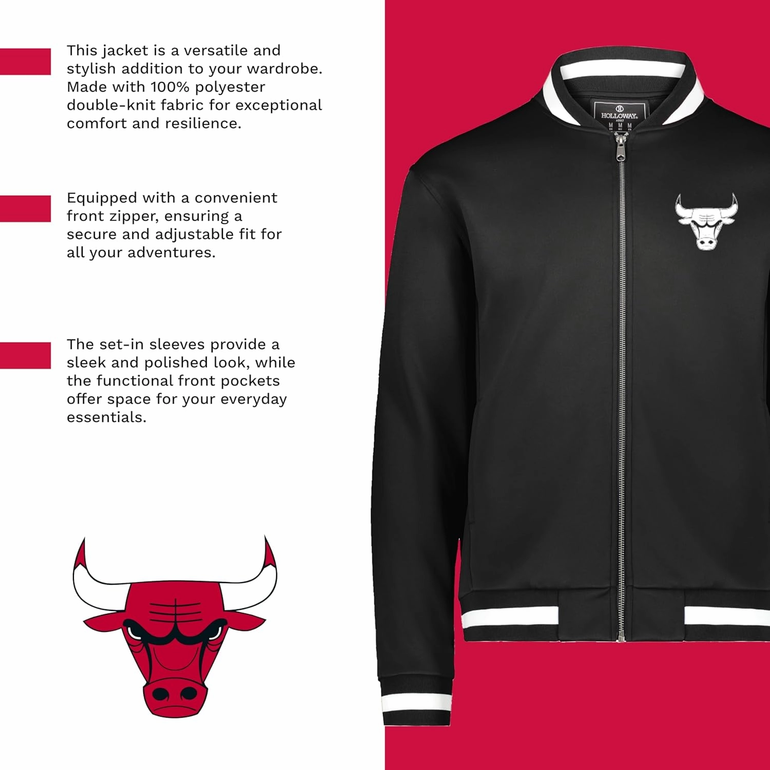 Holloway NBA Full Zip Jacket - Lightweight Basketball Apparel, Sports Jacket, Team Colors, Athletic Outerwear