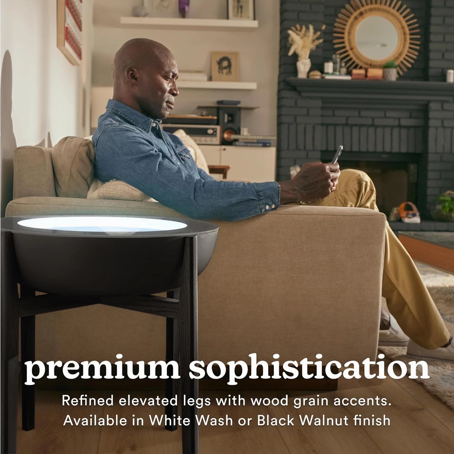 Homedics Drift Sandscape Solid Wood Sand Table Stand Compatible with drift 21” , ST-400-BK, ST-400-CE, Black Walnut (Stand Only, Drift Sold Separately)