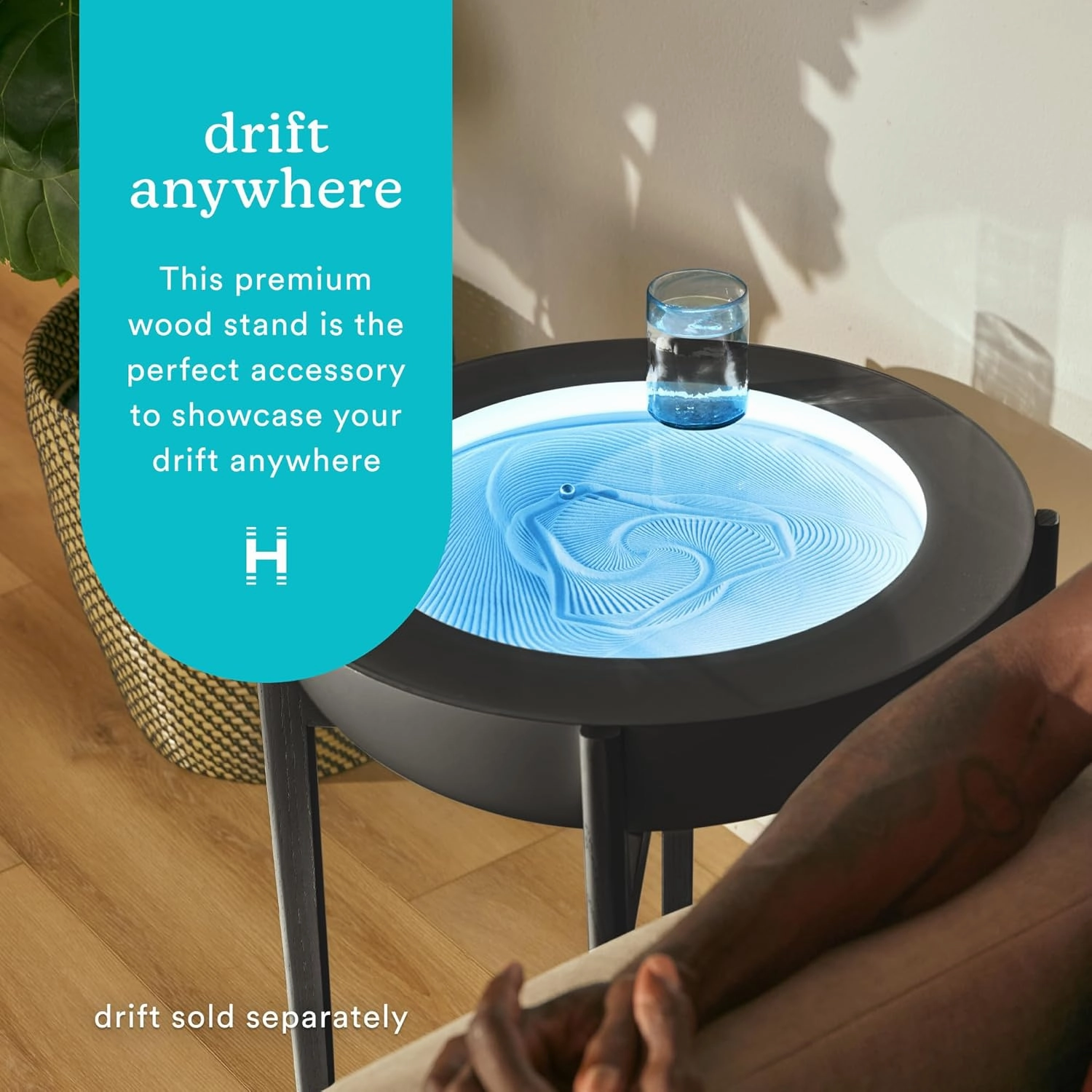 Homedics Drift Sandscape Solid Wood Sand Table Stand Compatible with drift 21” , ST-400-BK, ST-400-CE, Black Walnut (Stand Only, Drift Sold Separately)