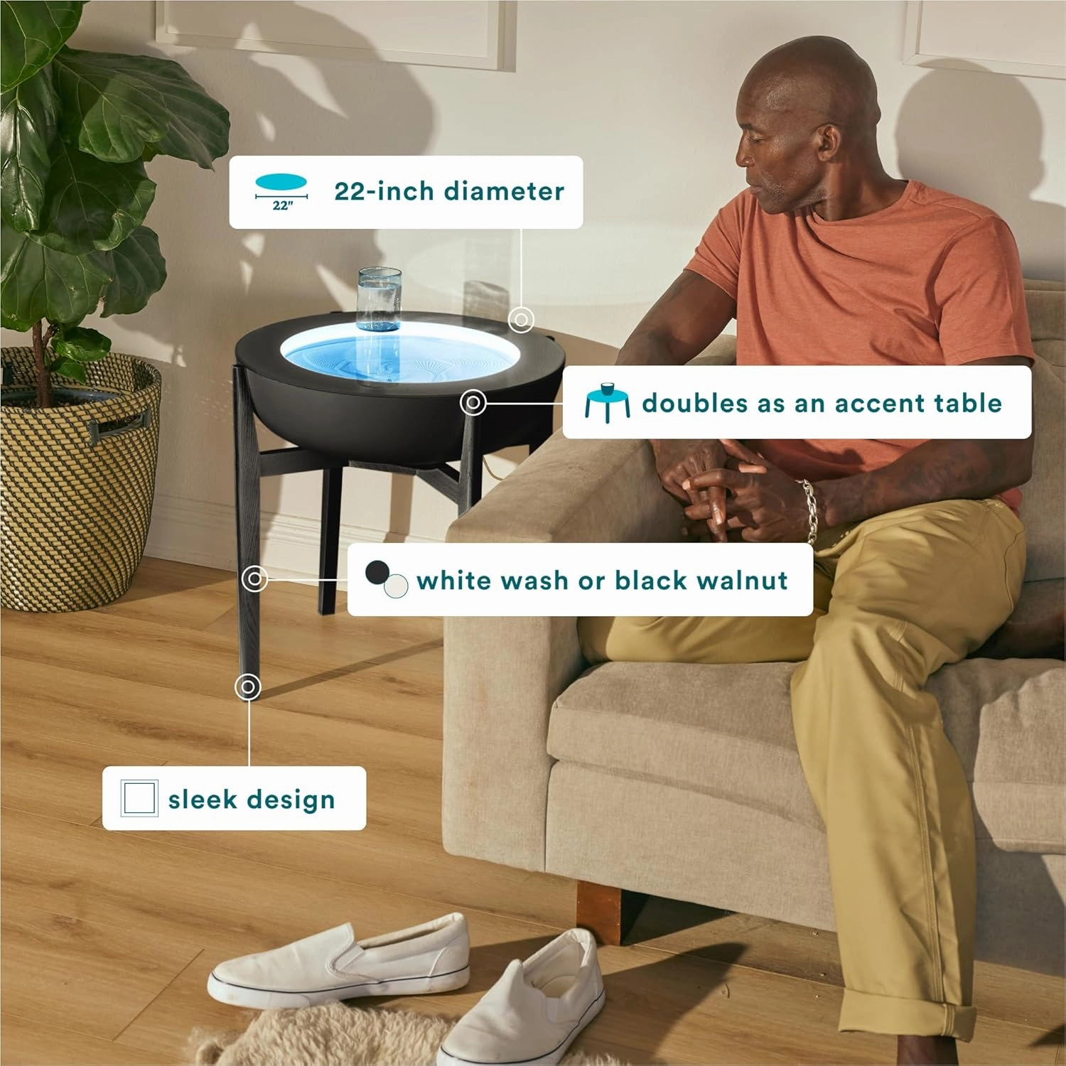 Homedics Drift Sandscape Solid Wood Sand Table Stand Compatible with drift 21” , ST-400-BK, ST-400-CE, Black Walnut (Stand Only, Drift Sold Separately)