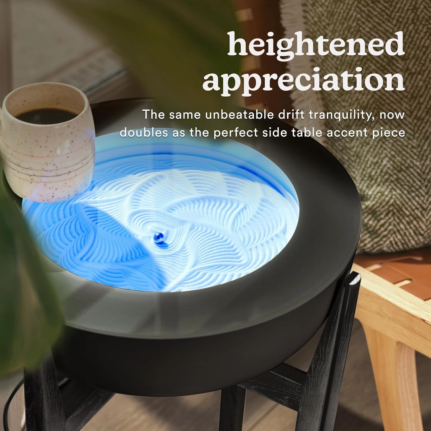 Homedics Drift Sandscape Solid Wood Sand Table Stand Compatible with drift 21” , ST-400-BK, ST-400-CE, Black Walnut (Stand Only, Drift Sold Separately)