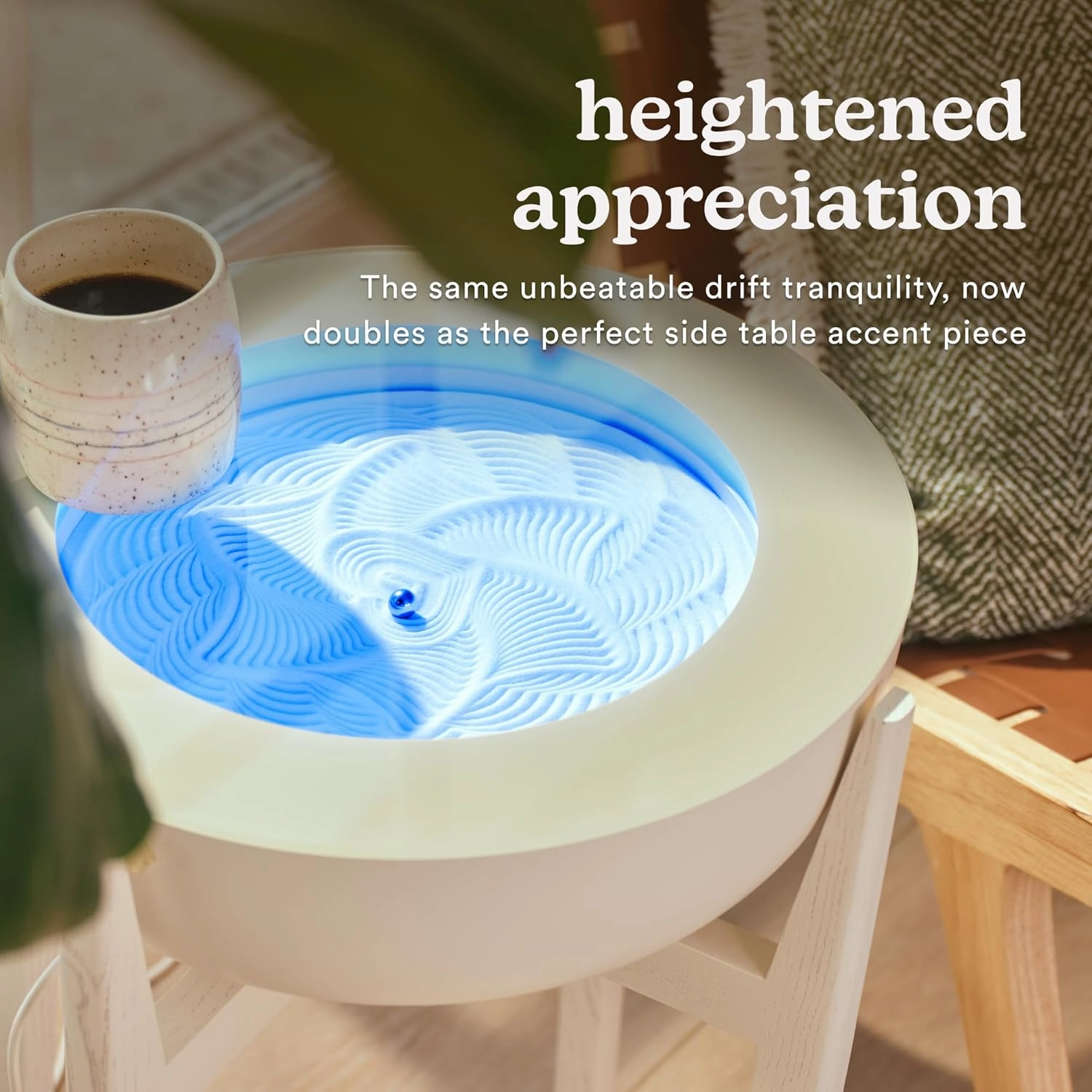Homedics Drift Sandscape Solid Wood Sand Table Stand Compatible with drift 21” , ST-400-BK, ST-400-CE, White Wash, Cream, STS-400-WA