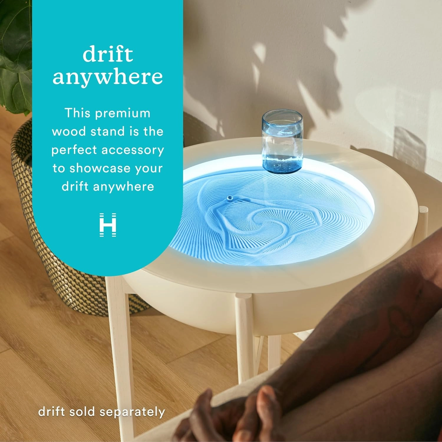 Homedics Drift Sandscape Solid Wood Sand Table Stand Compatible with drift 21” , ST-400-BK, ST-400-CE, White Wash, Cream, STS-400-WA