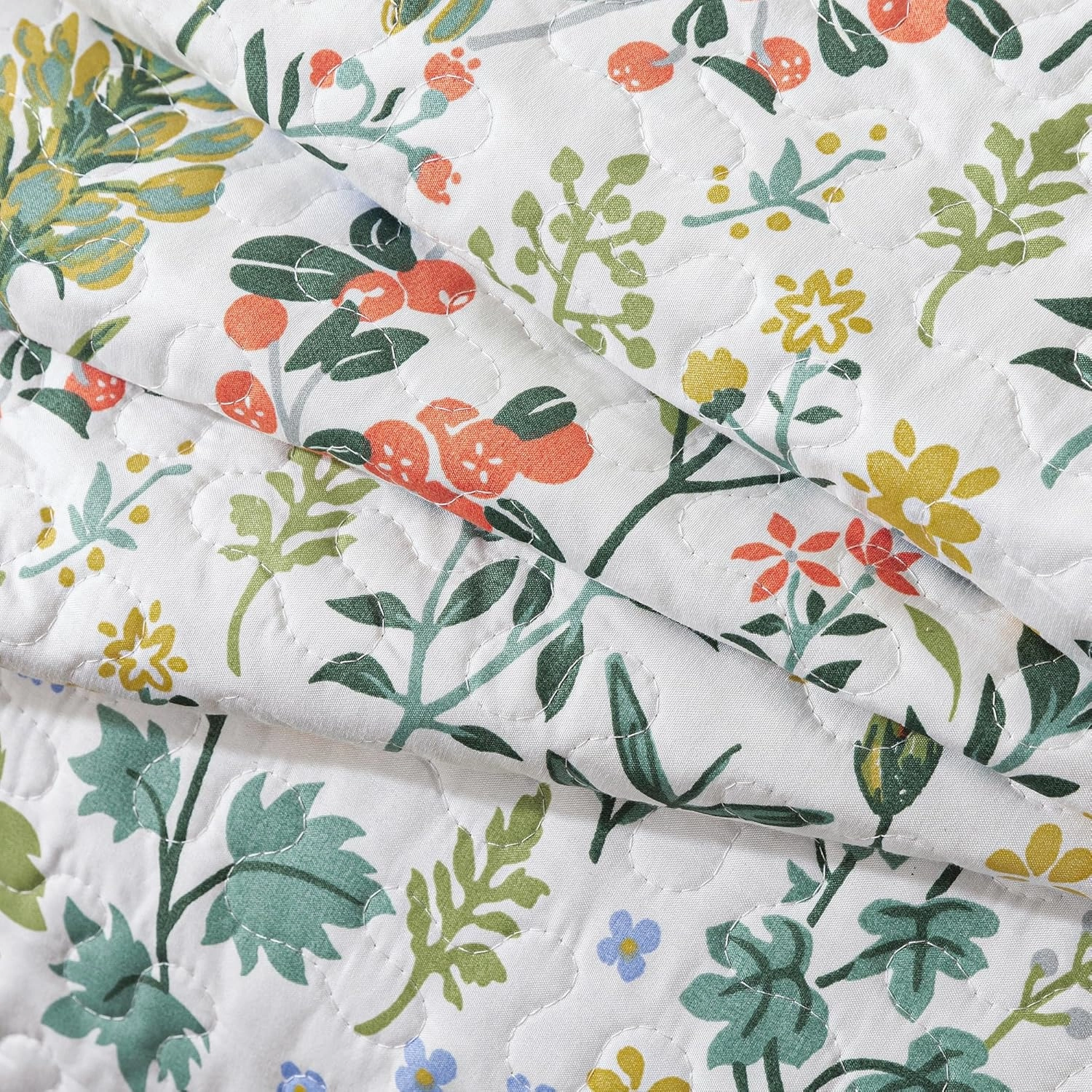 HoneiLife Floral Quilt King Size - 3 Pieces Microfiber Quilt Sets Lightweight Bedspreads Wildflower Coverlets Retro Bed Cover King Quilt Bedding Set All Season Quilts