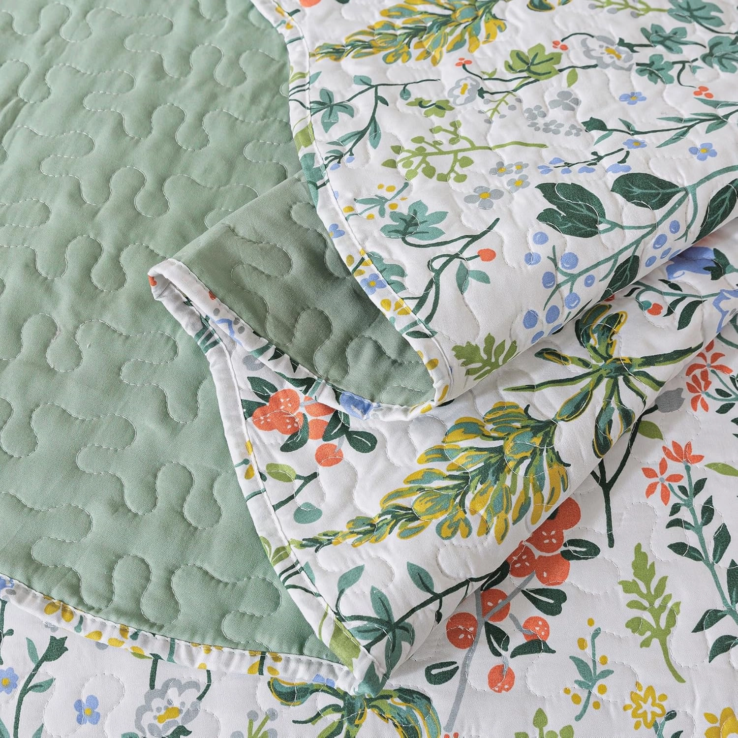 HoneiLife Floral Quilt King Size - 3 Pieces Microfiber Quilt Sets Lightweight Bedspreads Wildflower Coverlets Retro Bed Cover King Quilt Bedding Set All Season Quilts