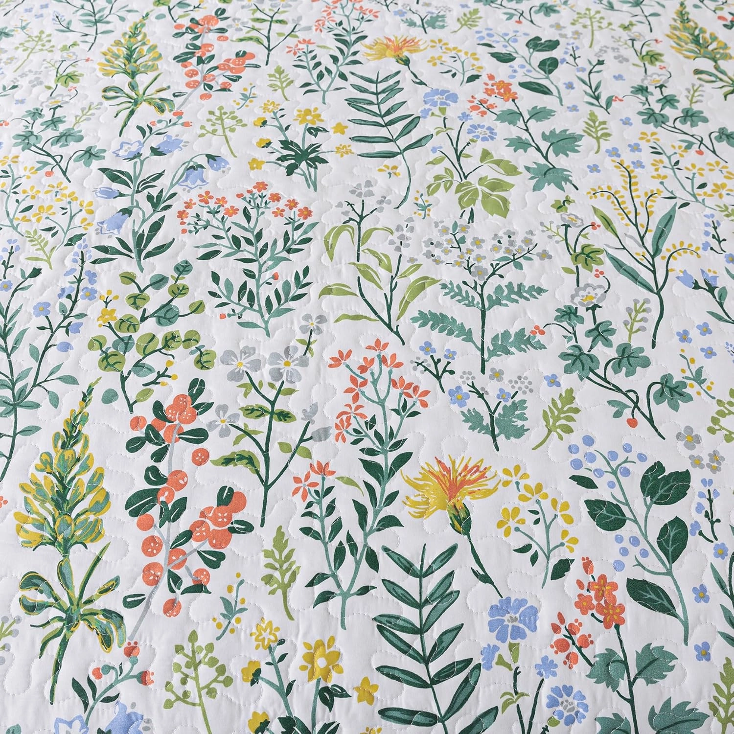 HoneiLife Floral Quilt King Size - 3 Pieces Microfiber Quilt Sets Lightweight Bedspreads Wildflower Coverlets Retro Bed Cover King Quilt Bedding Set All Season Quilts