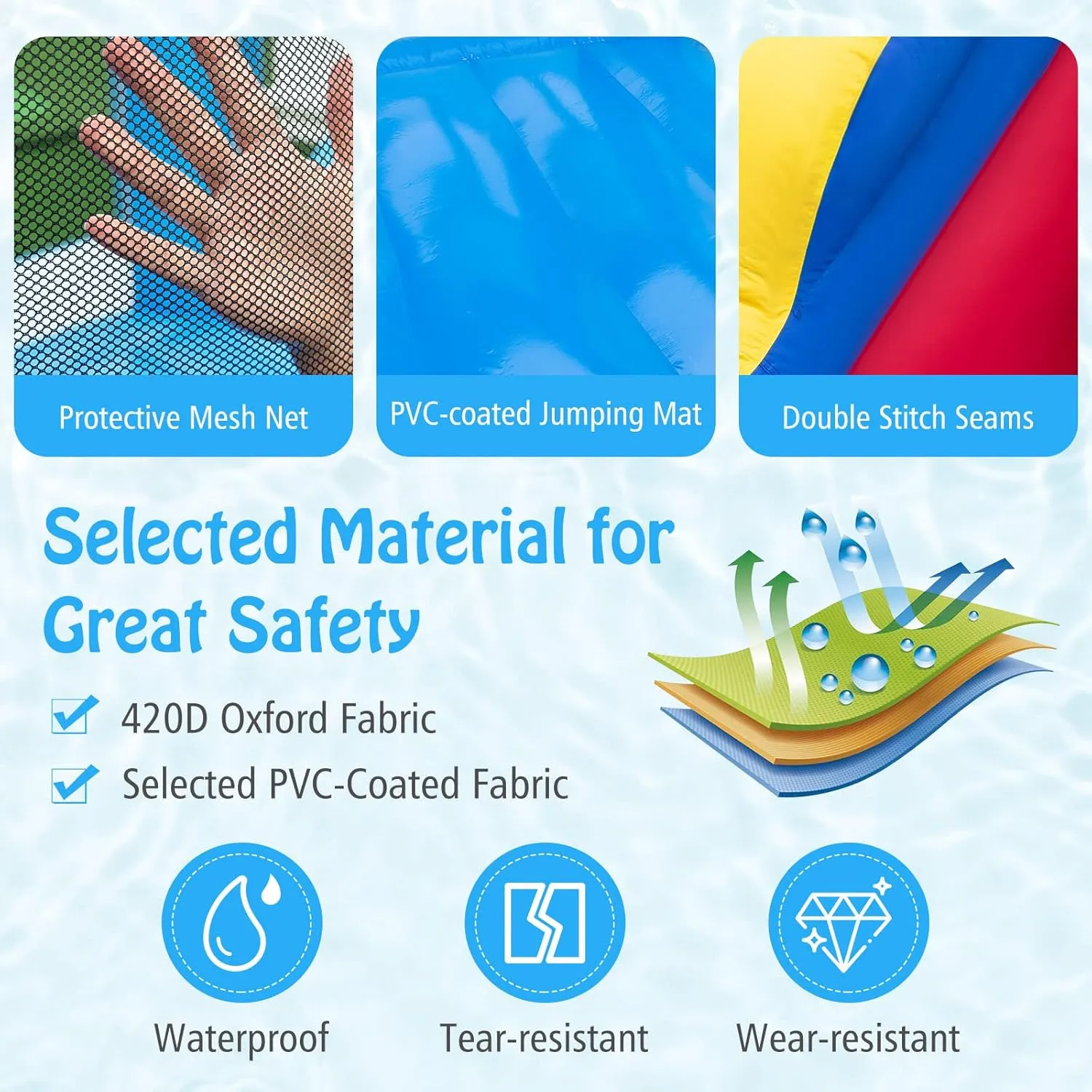 HONEY JOY Inflatable Water Slide, Giant Water Bounce House & Water Park for Kids Backyard, Ball Pit & Splash Pool, Outdoor Blow up Castle Water Slides Inflatables for Boys Girls(with 735w Blower)
