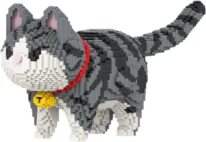 HONLANCH Animal Gray Striped Bell Cat Micro Building Blocks Set（8000PCS） Gift for Adults and Kids